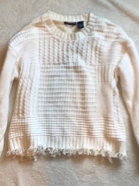 Architect petites white sweater with loop edge detail - petite large, fits norm